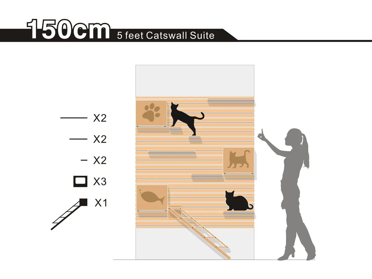 150 cm Modular Cat Climbing Wall