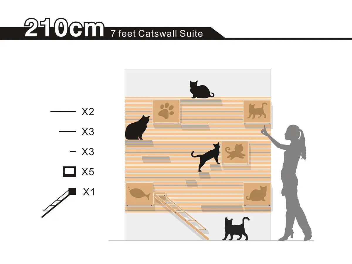 210 cm Modular Cat Climbing Wall