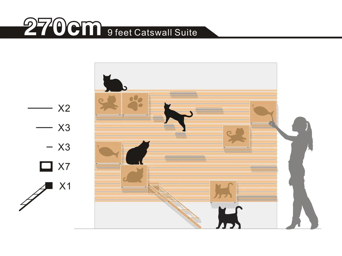 270 cm Modular Cat Climbing Wall